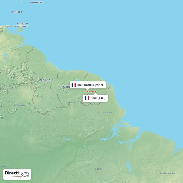 Maripasoula - Saul direct flight map
