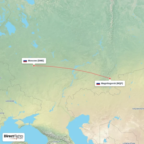 Magnitogorsk - Moscow direct flight map