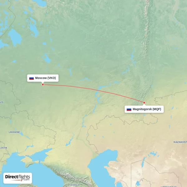 Magnitogorsk - Moscow direct flight map