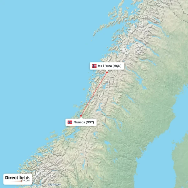 Mo i Rana - Namsos direct flight map
