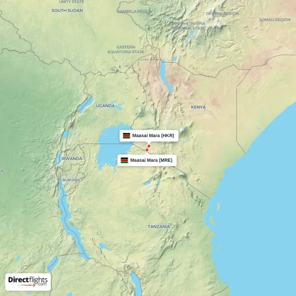 Maasai Mara - Maasai Mara direct flight map
