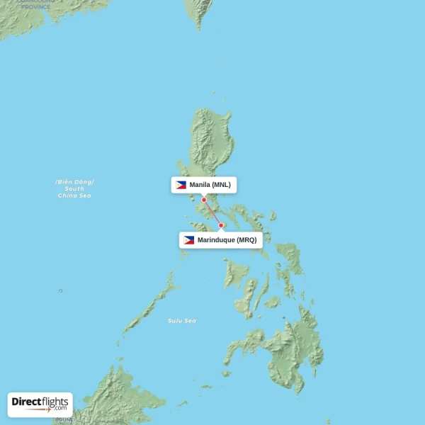 Marinduque - Manila direct flight map