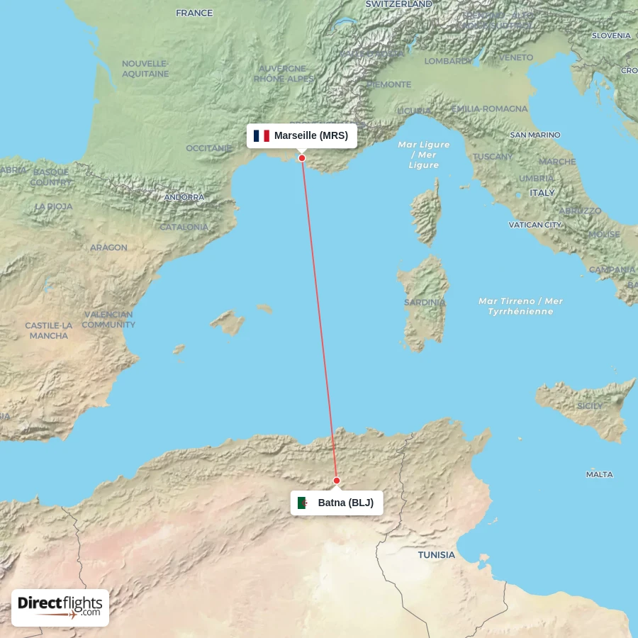 MRS - BLJ route map