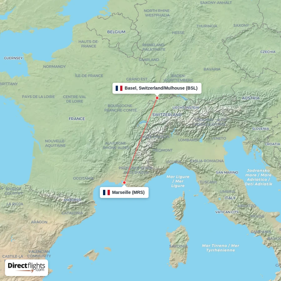 MRS - BSL route map