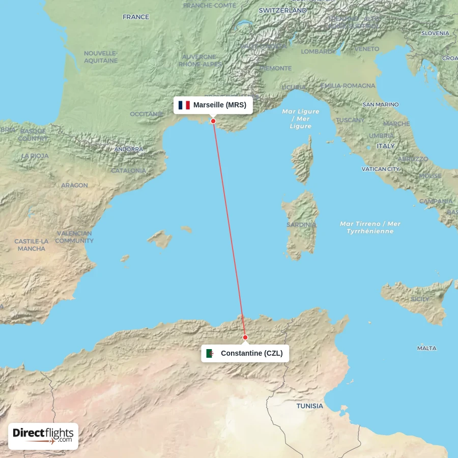 MRS - CZL route map