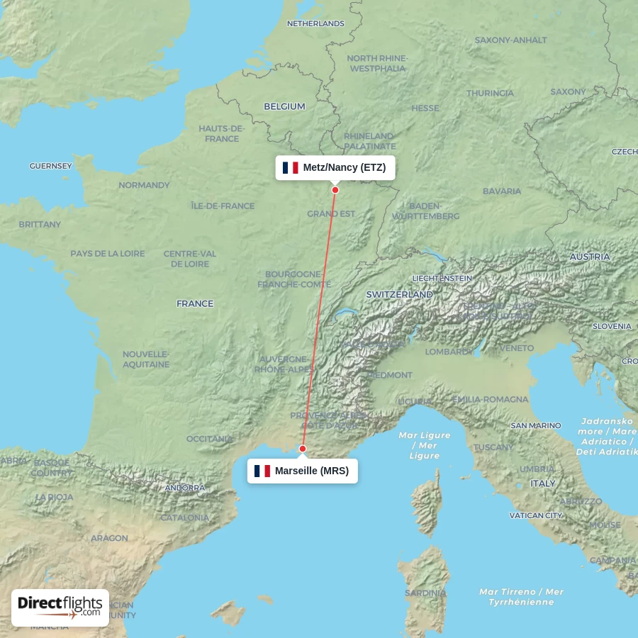 MRS - ETZ route map