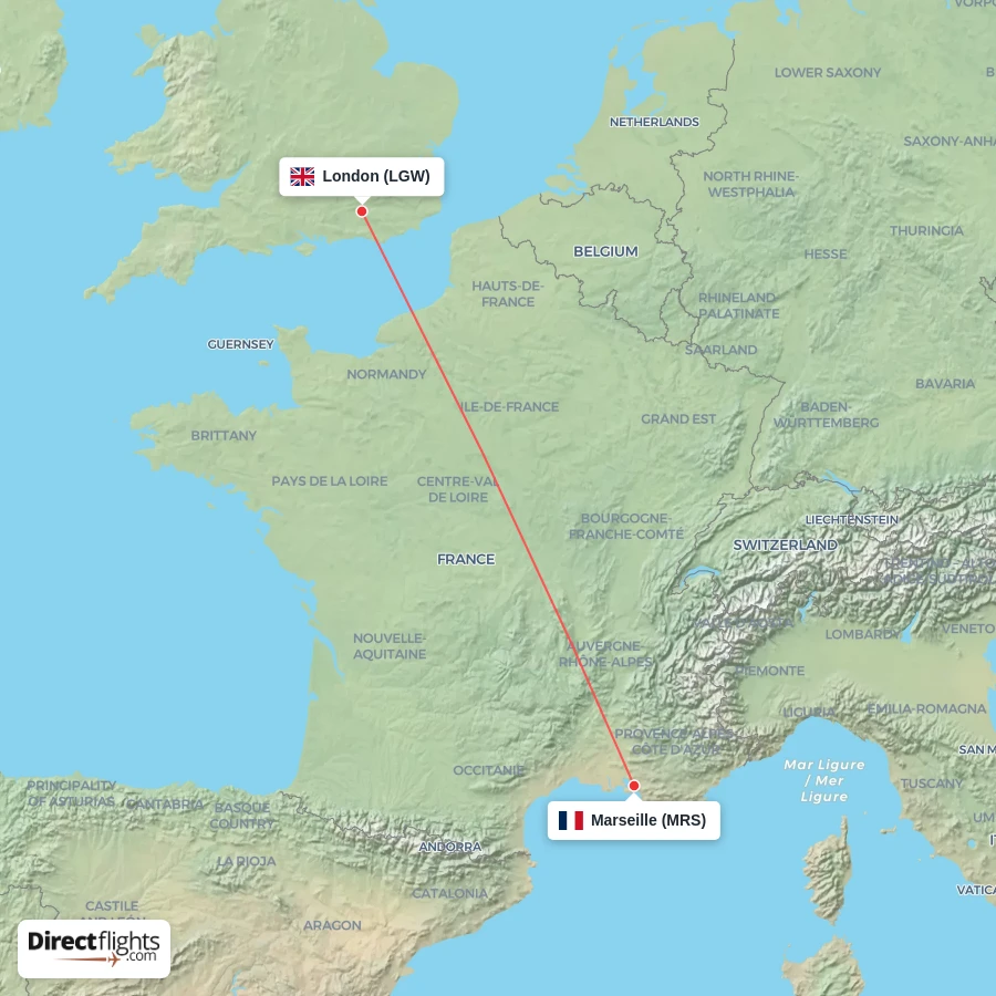 MRS - LGW route map