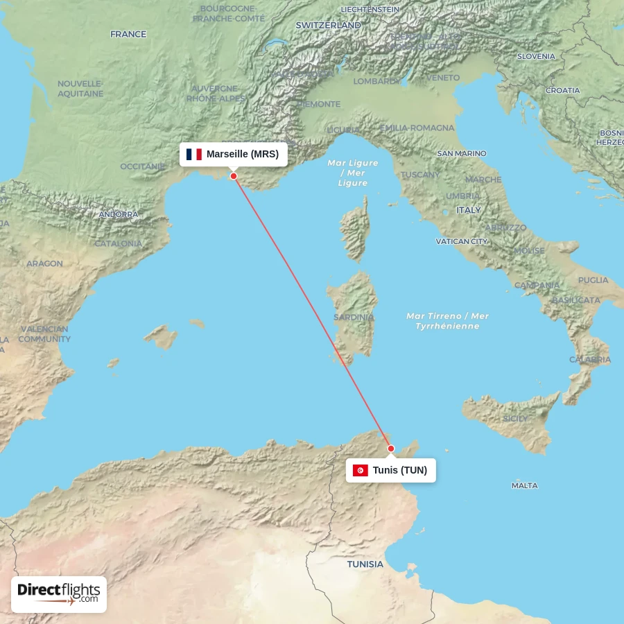 MRS - TUN route map