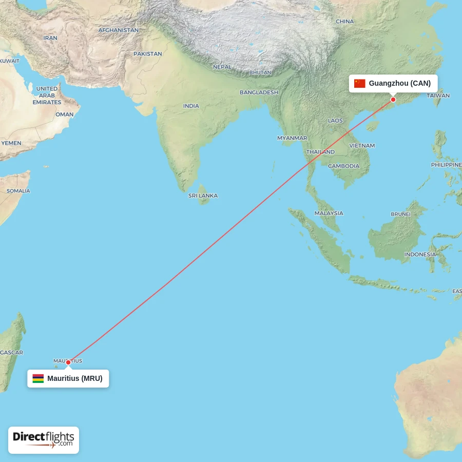 MRU - CAN route map