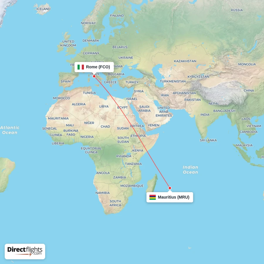 MRU - FCO route map
