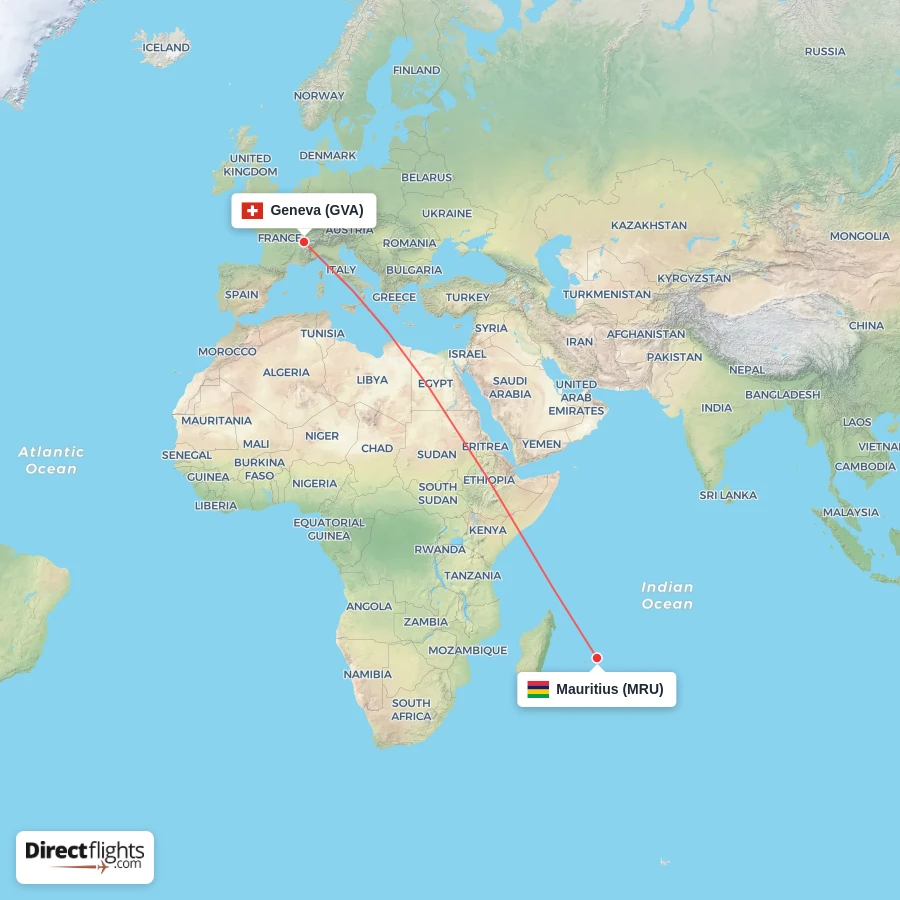 MRU - GVA route map