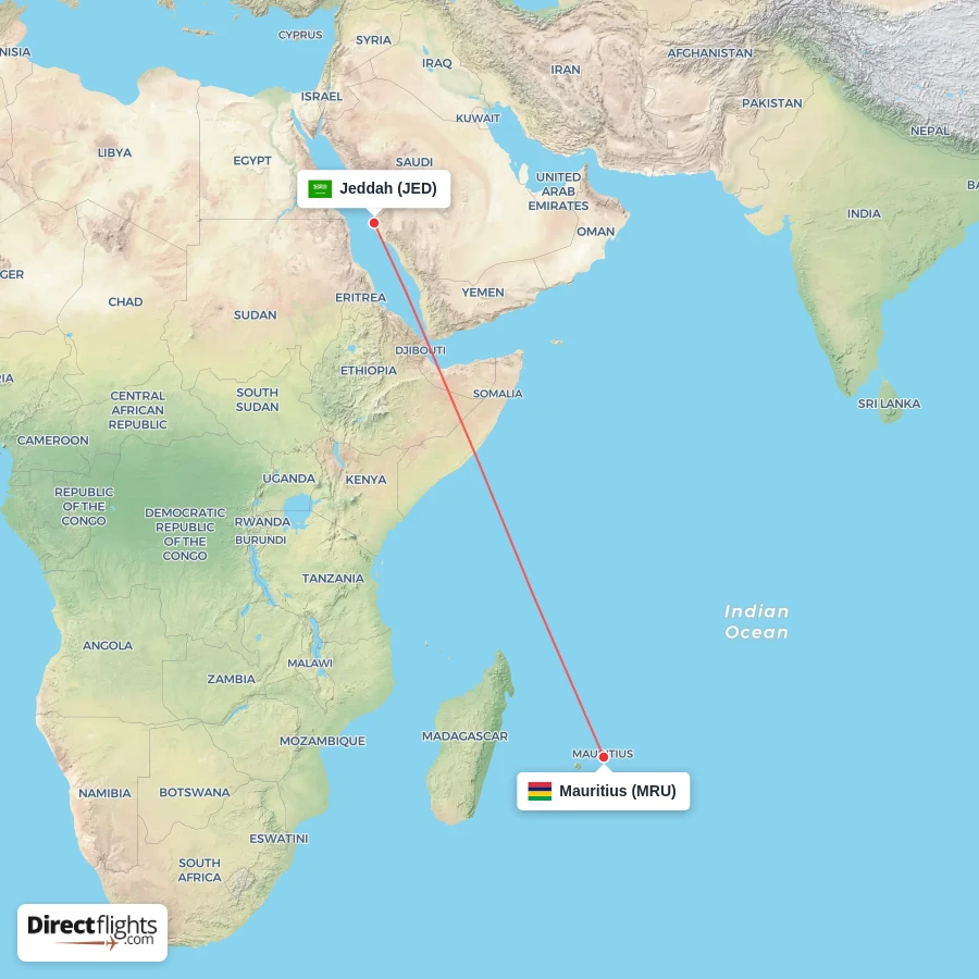 MRU - JED route map