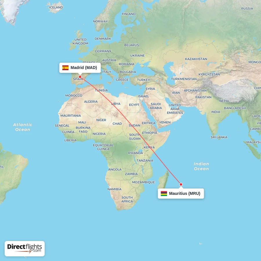 MRU - MAD route map