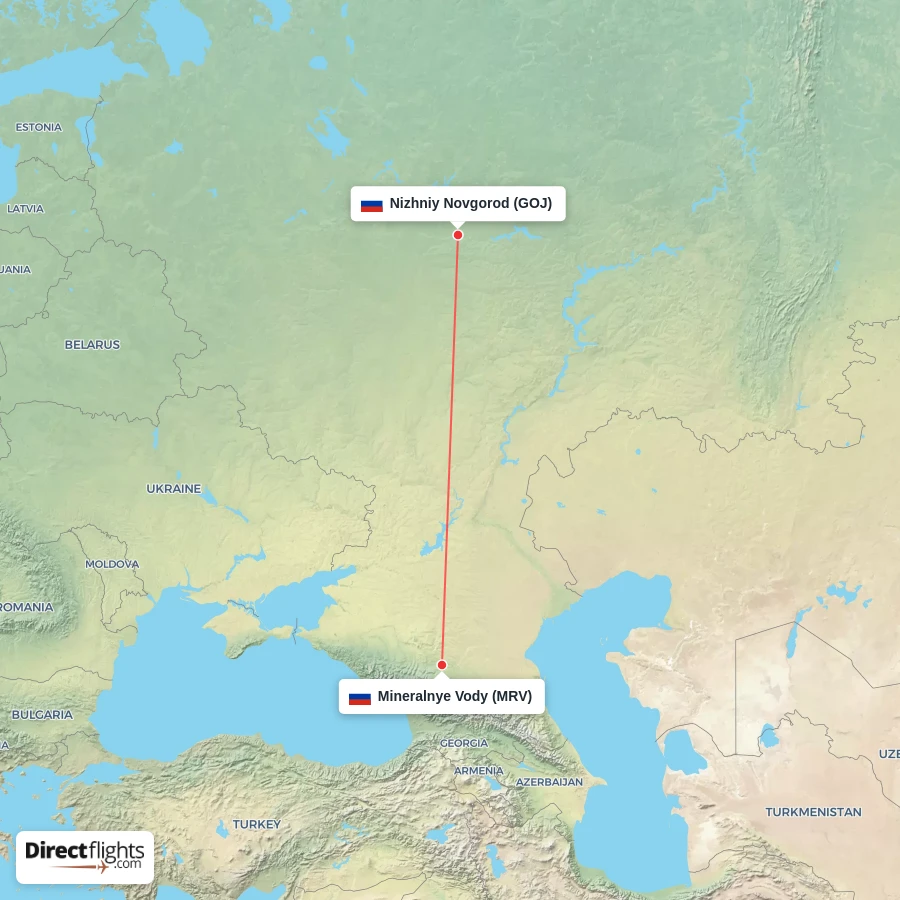 MRV - GOJ route map