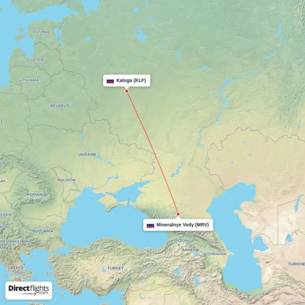 Mineralnye Vody - Kaluga direct flight map