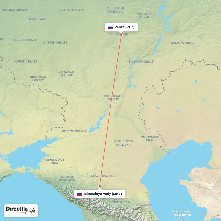 MRV - PEZ route map