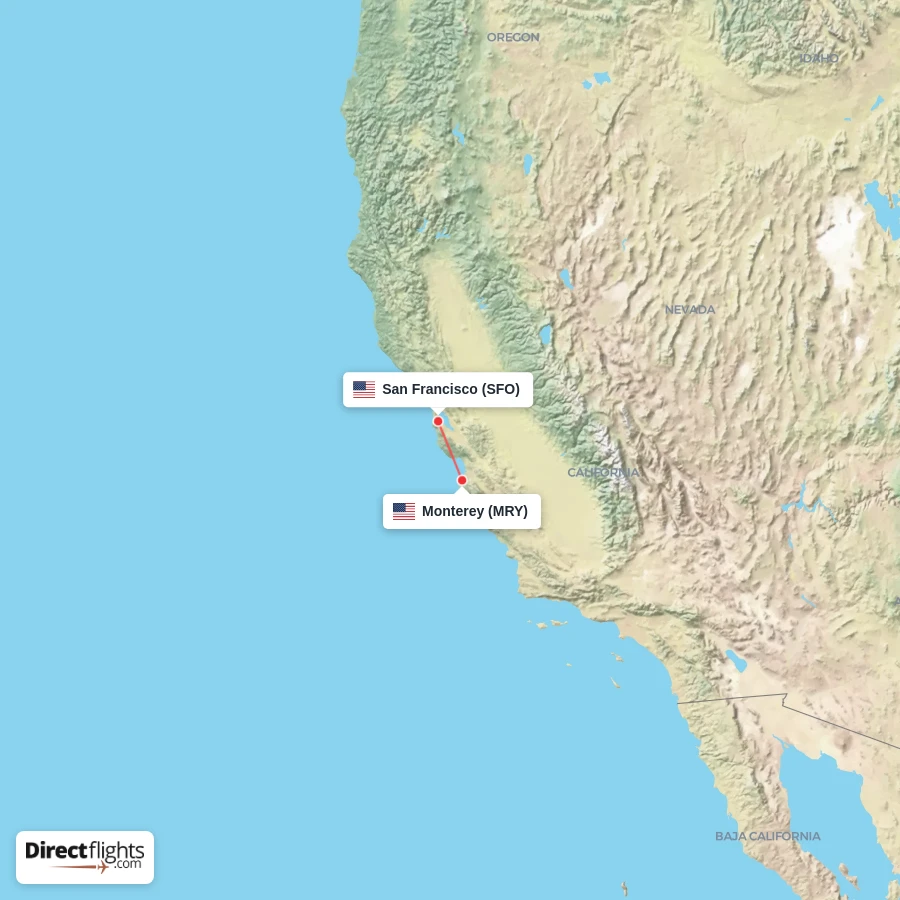 MRY - SFO route map