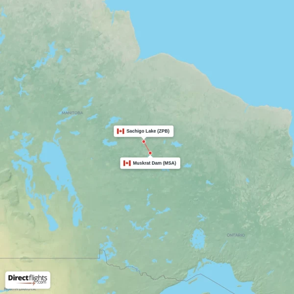Muskrat Dam - Sachigo Lake direct flight map