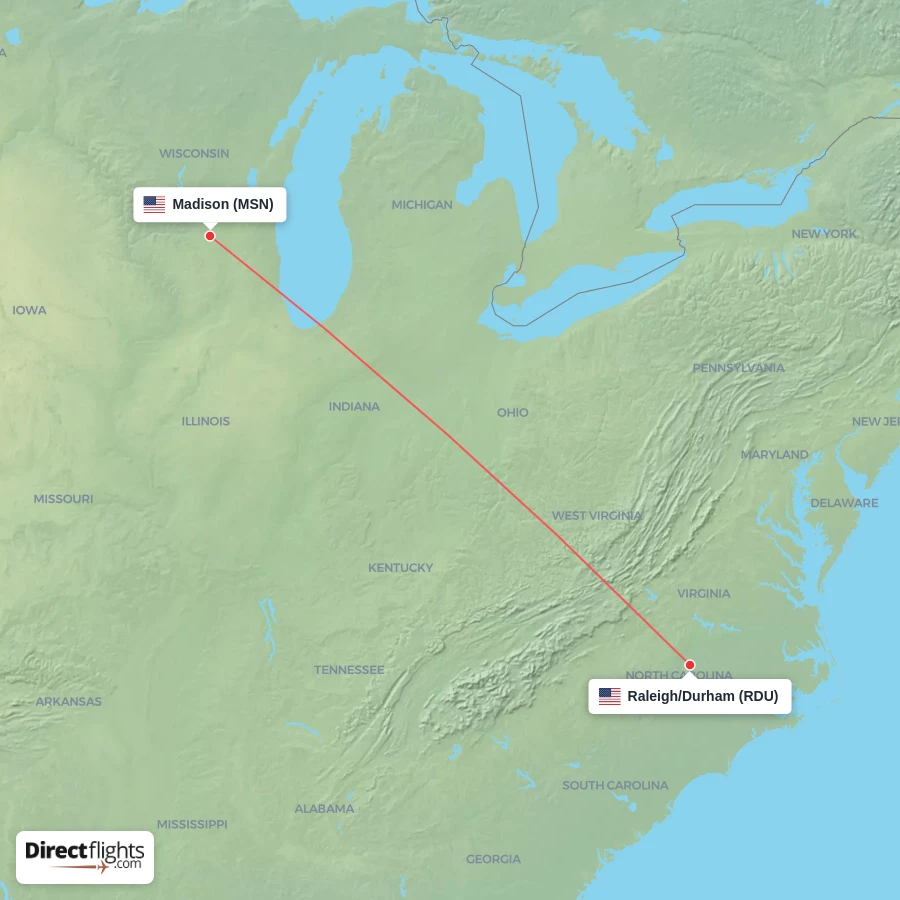 MSN - RDU route map