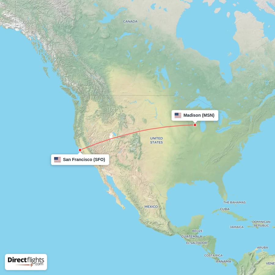 MSN - SFO route map