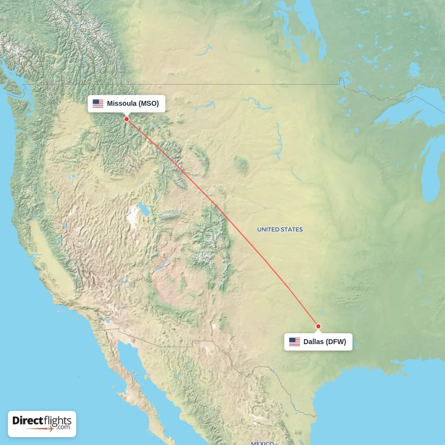 MSO - DFW route map