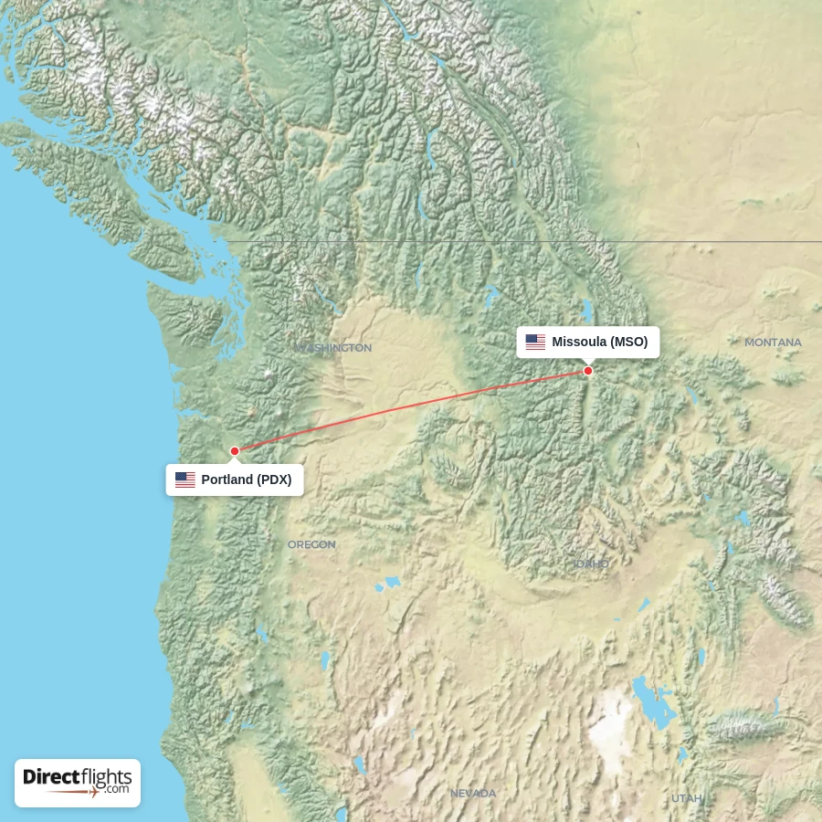 MSO - PDX route map