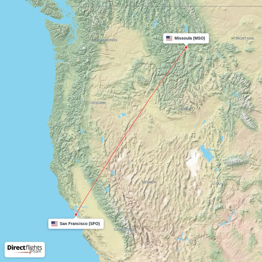 MSO - SFO route map