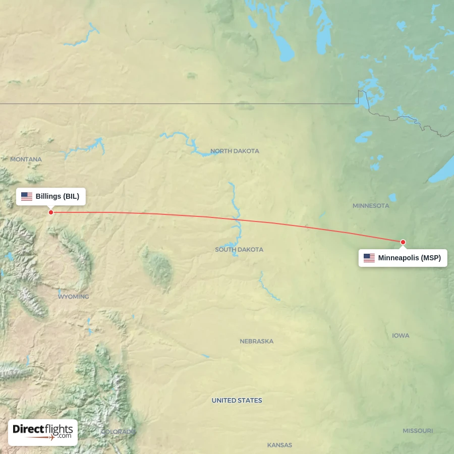 MSP - BIL route map