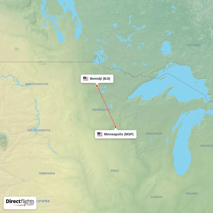 MSP - BJI route map