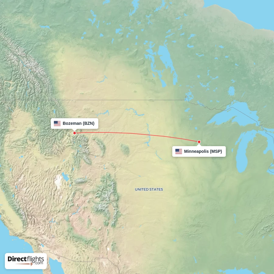 MSP - BZN route map