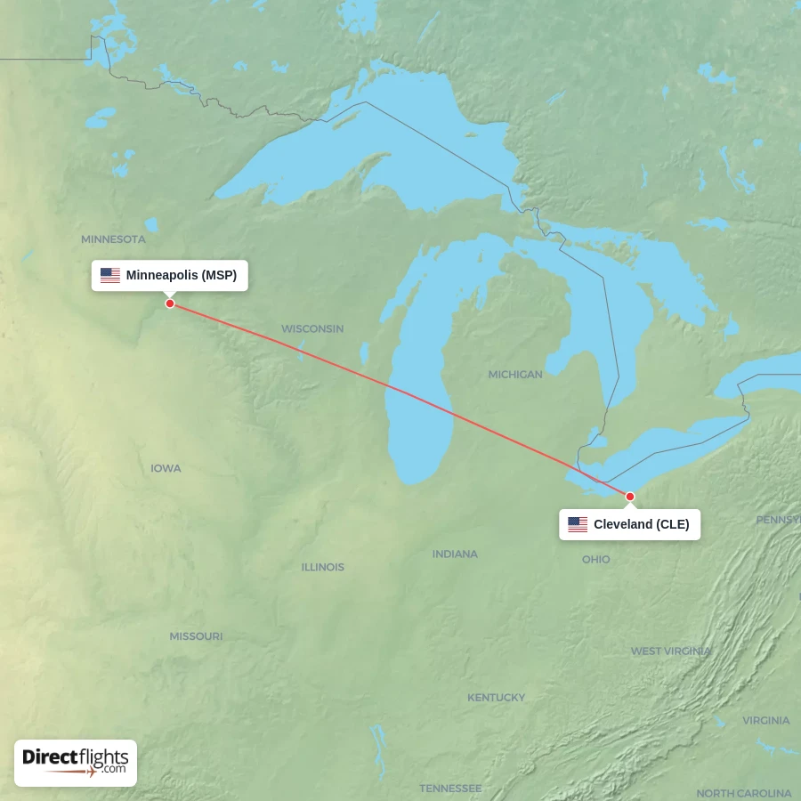 MSP - CLE route map