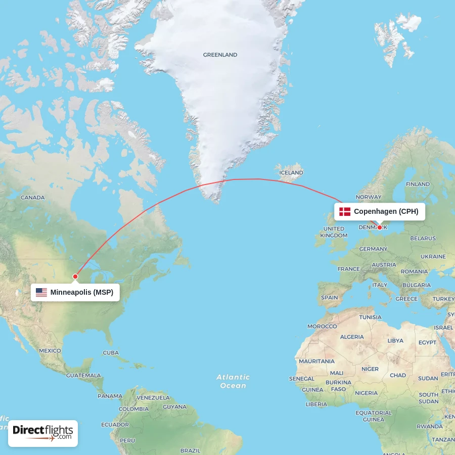MSP - CPH route map