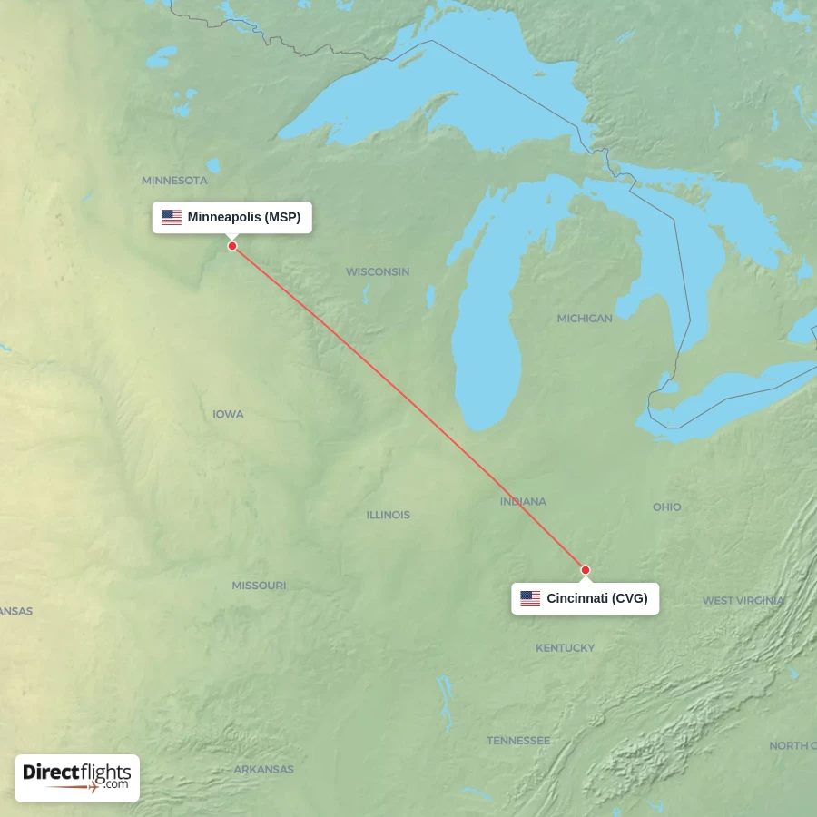 MSP - CVG route map