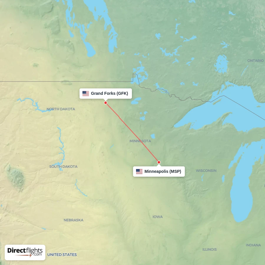 MSP - GFK route map