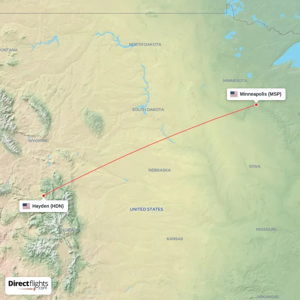 Minneapolis - Hayden direct flight map