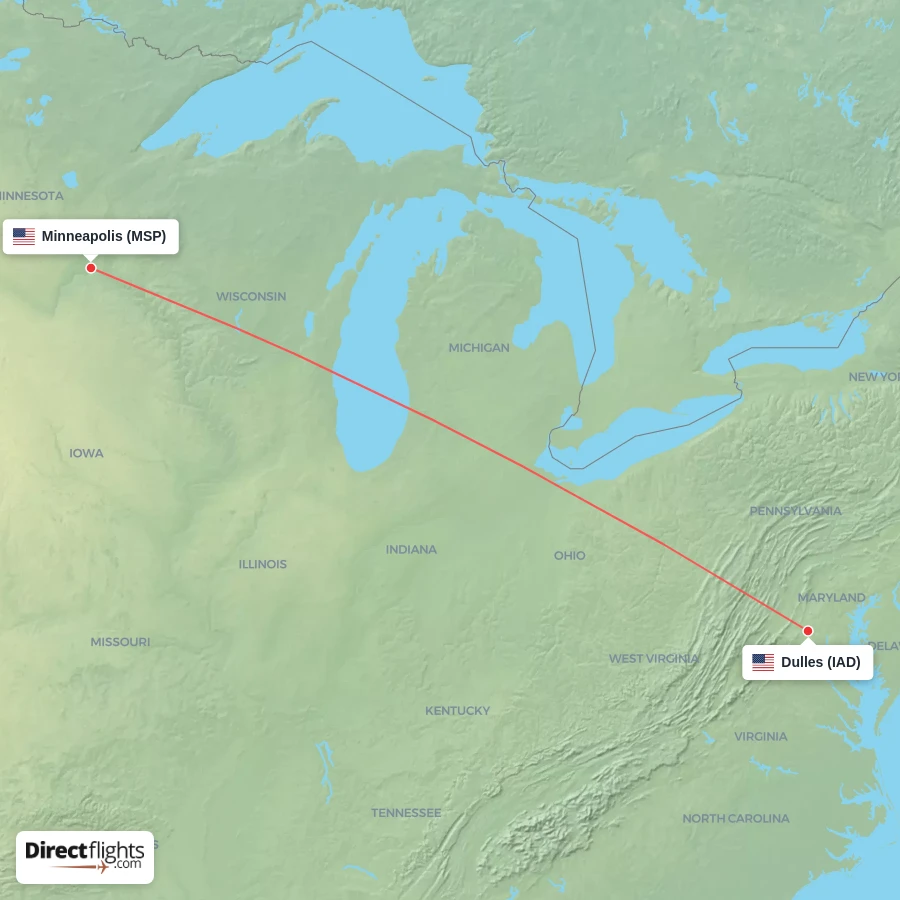 MSP - IAD route map