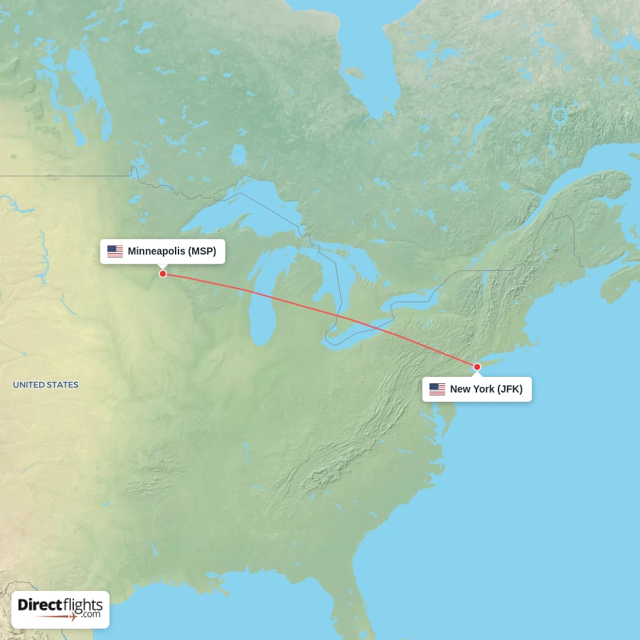 MSP - JFK route map
