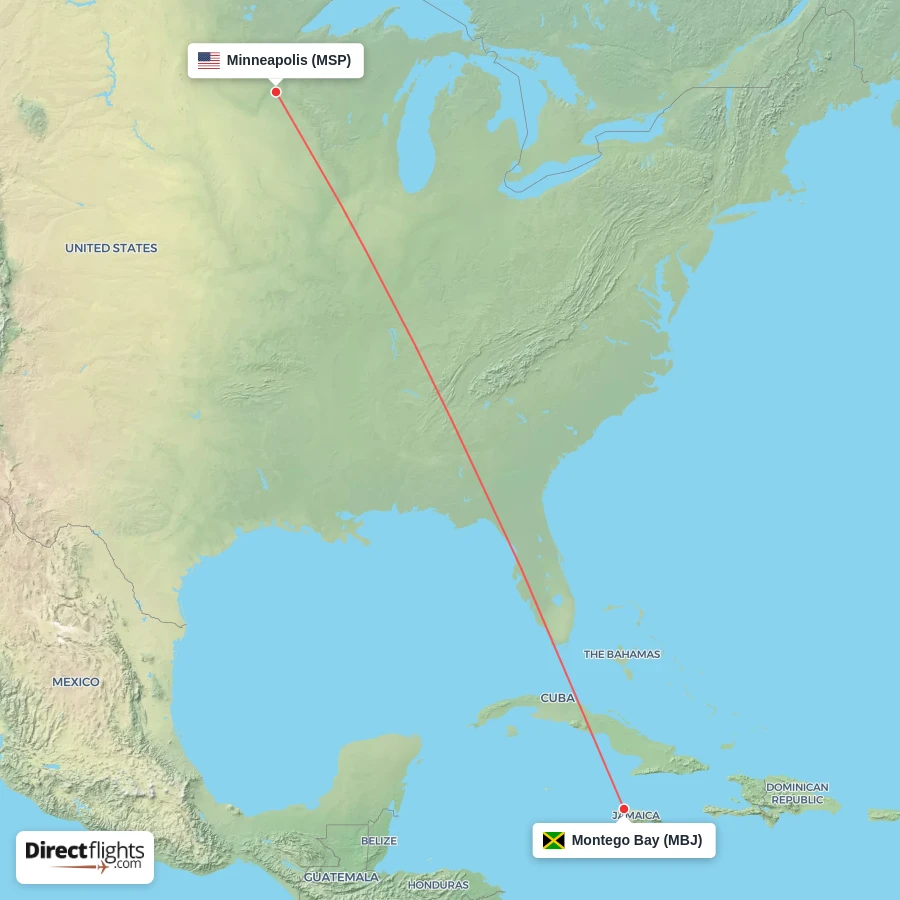 MSP - MBJ route map