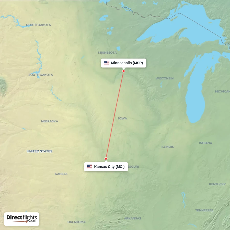 MSP - MCI route map