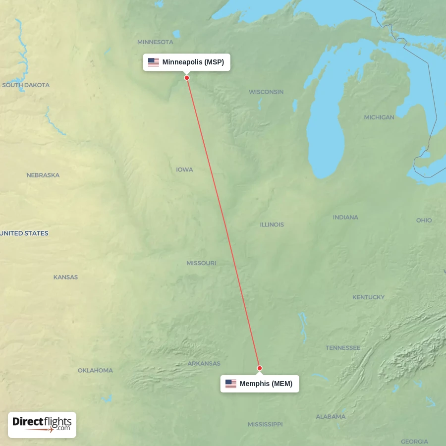 MSP - MEM route map