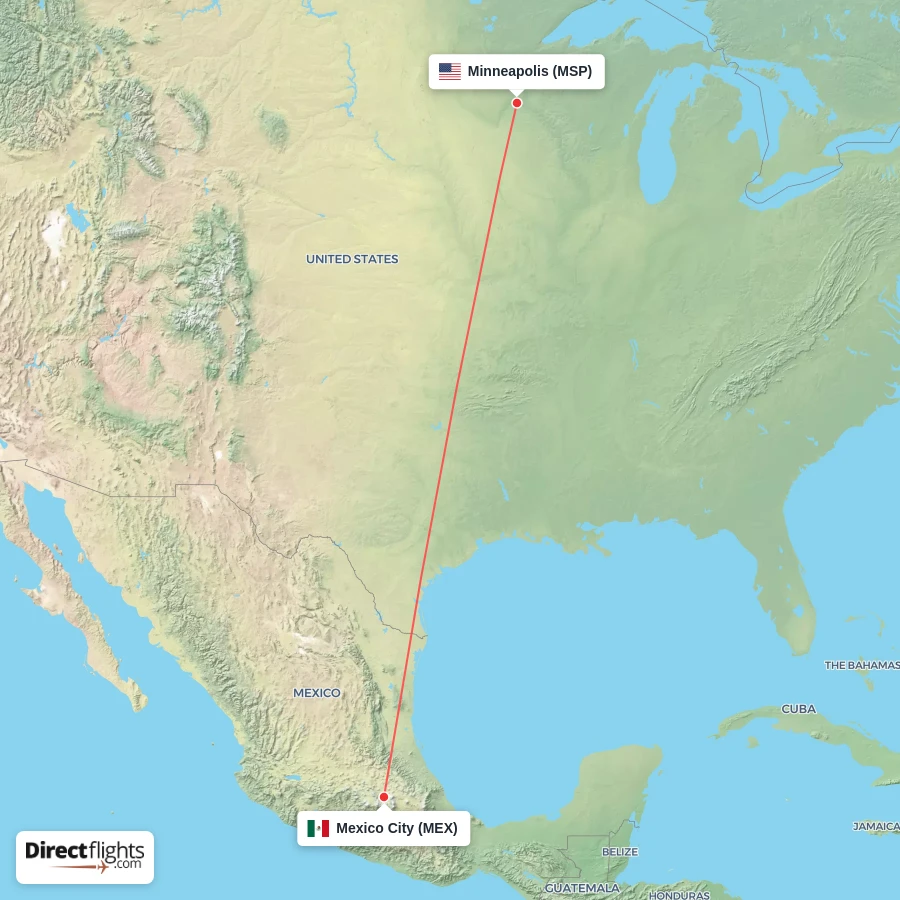 MSP - MEX route map