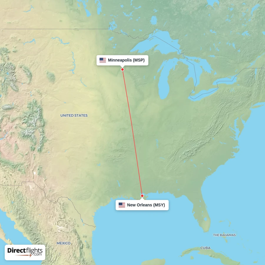 MSP - MSY route map