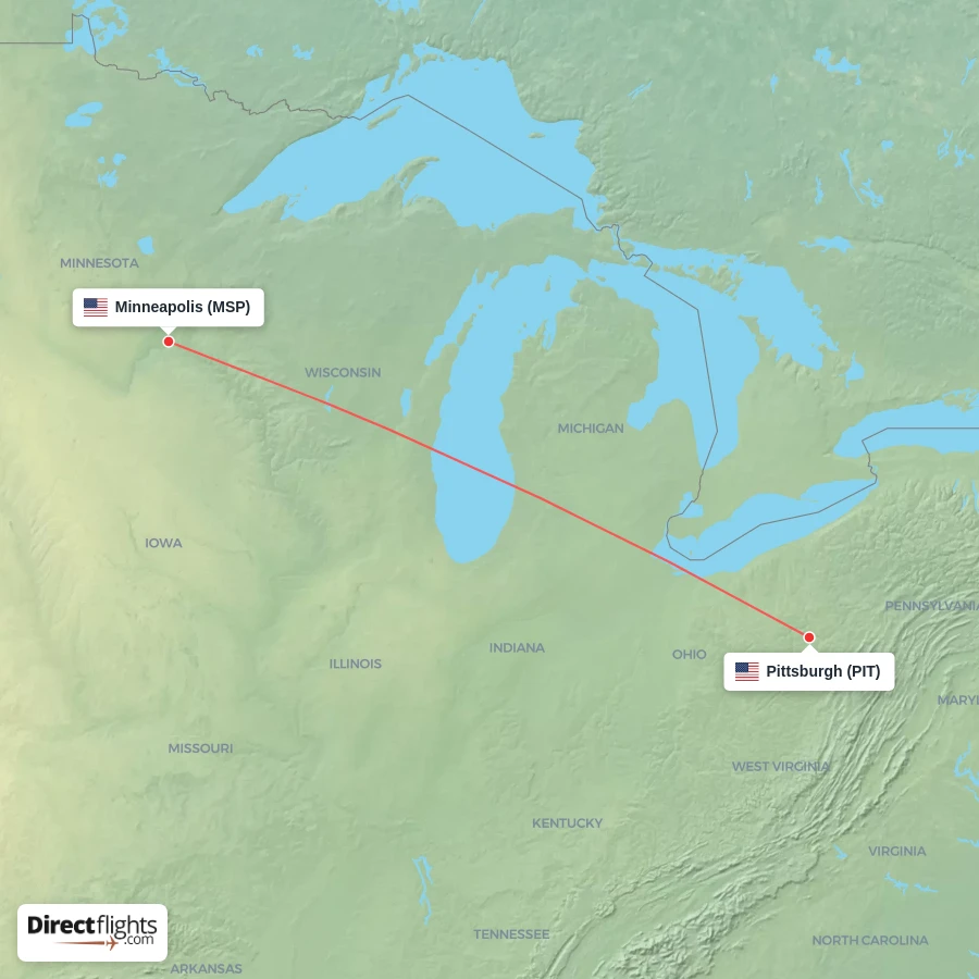 MSP - PIT route map