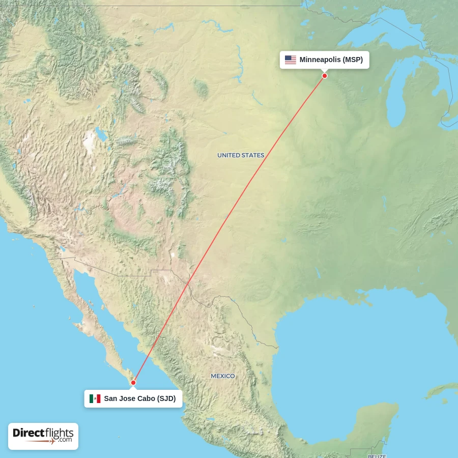 MSP - SJD route map
