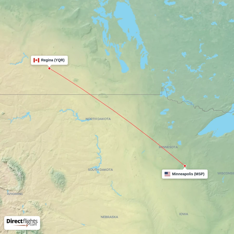 MSP - YQR route map