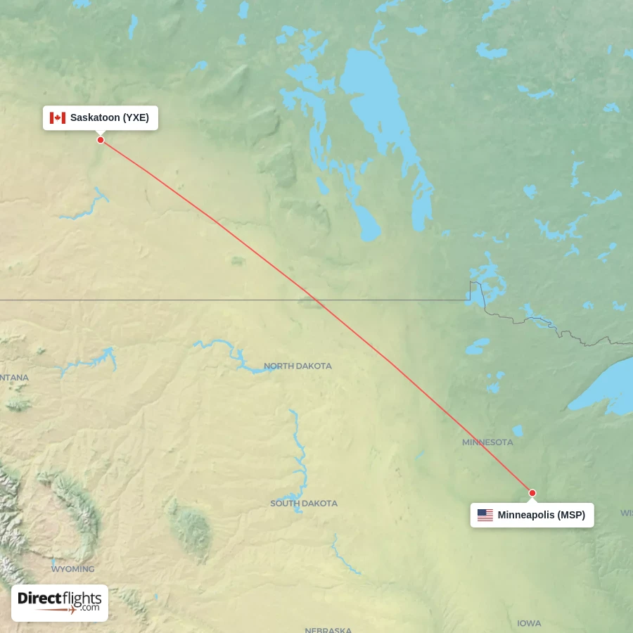 MSP - YXE route map