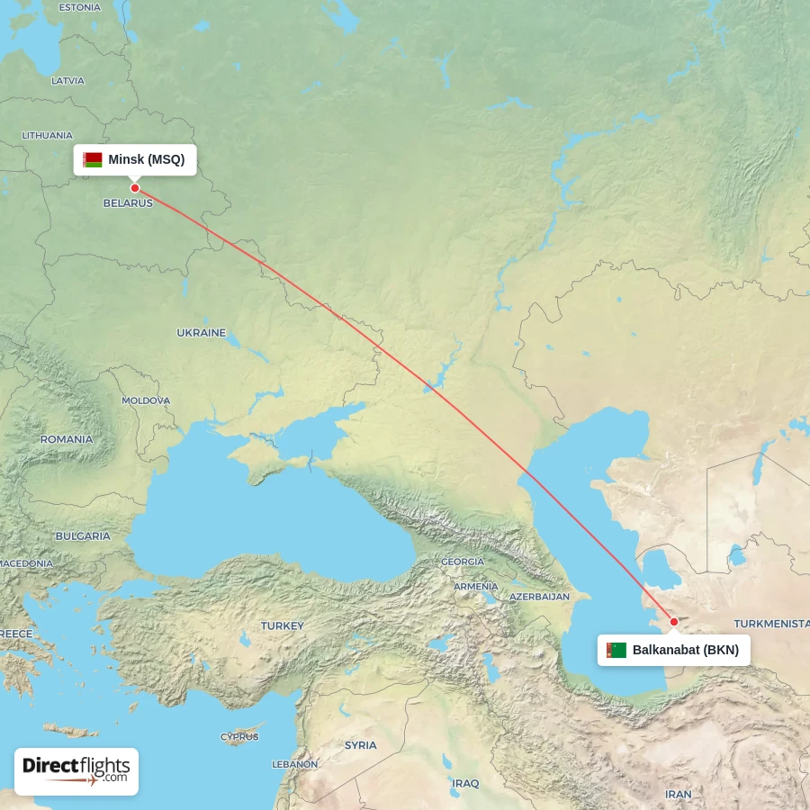 MSQ - BKN route map