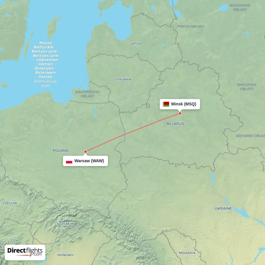MSQ - WAW route map