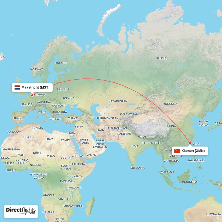 MST - XMN route map