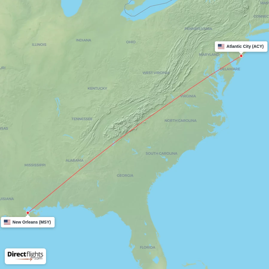 MSY - ACY route map